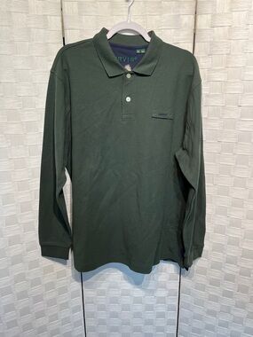 Orvis Men’s Green Polo Shirt Long Sleeve Classic Knit Style Size XL